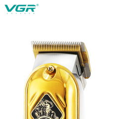 VGR267 Full Metal Electric Push Cutter Rechargeable Dual Use LCD Digital Display Golden Salon Professional Hair Cutter