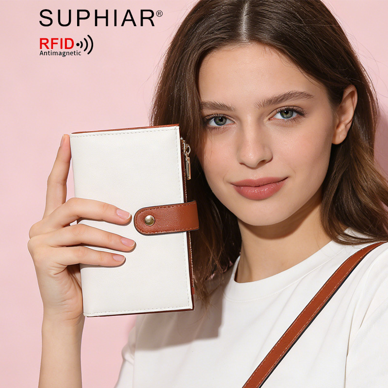 Cross-Border Pu 70% off Wallet Card Holder Integrated Zipper Coin Purse Anti-Magnetic Clutch Bag Rfid Women's Wallet Customization