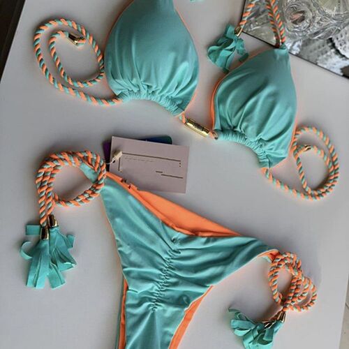  handmade braided rope bikini, new European and American style sexy women's swimsuit, multi-color bikini one-piece swimsuit