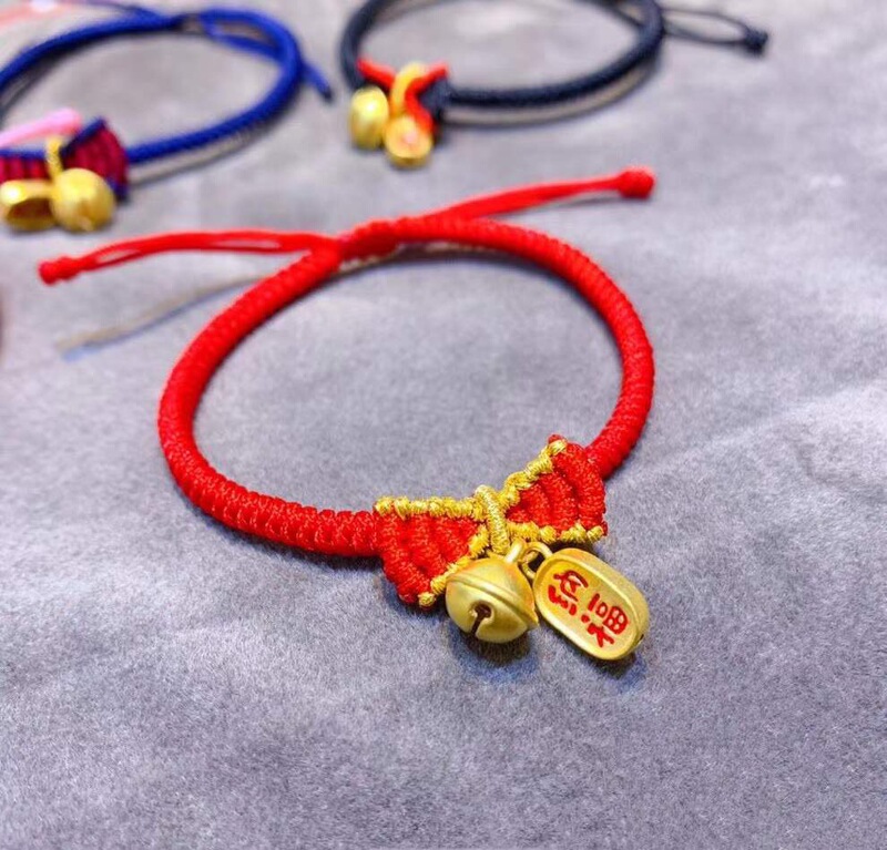 Gold Bell Pendant Bracelet 3D Hard Gold Foot Gold 999 Escape Princess Bow Men's and Women's Hand Rope Gift Gold Bell Pendant Bracelet 3D Hard Gold Foot Gold 999 Escape Princess Bow Men's and Women's Hand Rope Gift