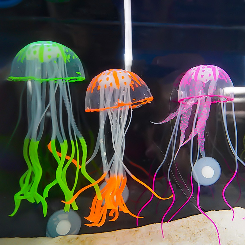Decoraciones para acuarios, plantas acuáticas artificiales, medusas simuladas suaves, adornos flotantes de medusas para acuarios, nuevos adornos de medusas de silicona
