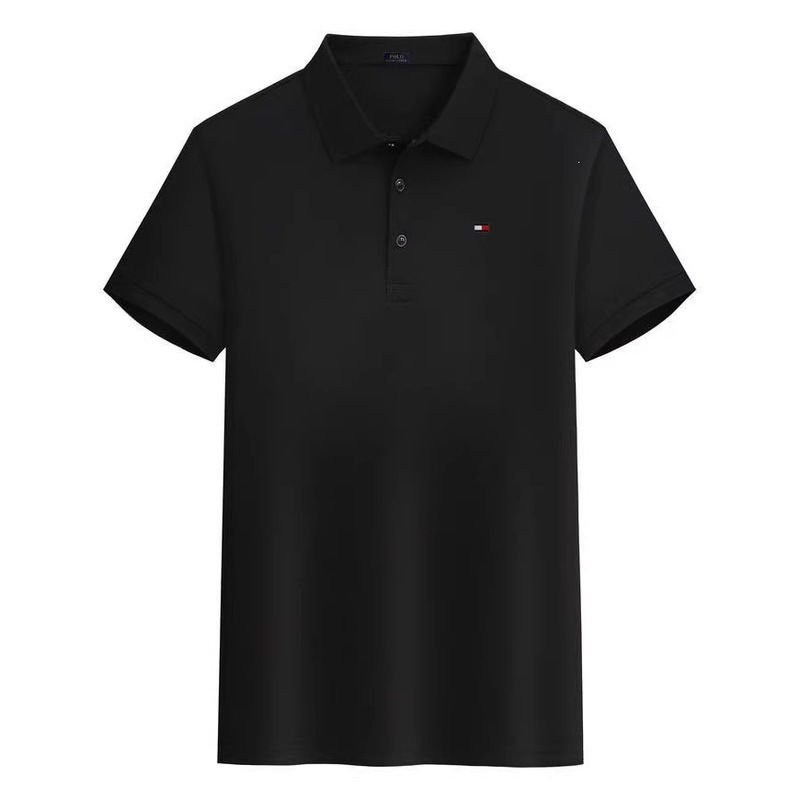 American Big Tommy T-Shirt for Men, Solid Color Short-Sleeve Polo Shirt, Summer New Business Casual Versatile Seamless T-Shirt Trendy