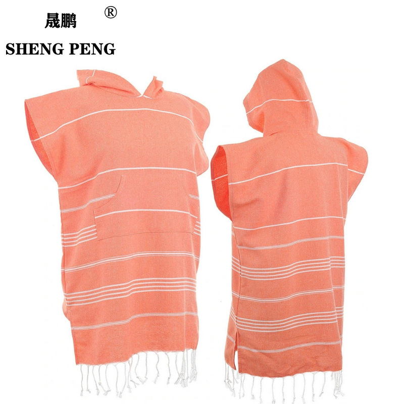 [Sheng Peng] Travel Vacation Change Bathrobe Swimming Hot Spring Surfing Cape Turkish Hooded Beach Towel