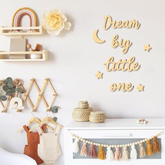 国境を越えた赤ん坊の子供の部屋の壁装飾寝室木製Dream big tittle one月星マーク