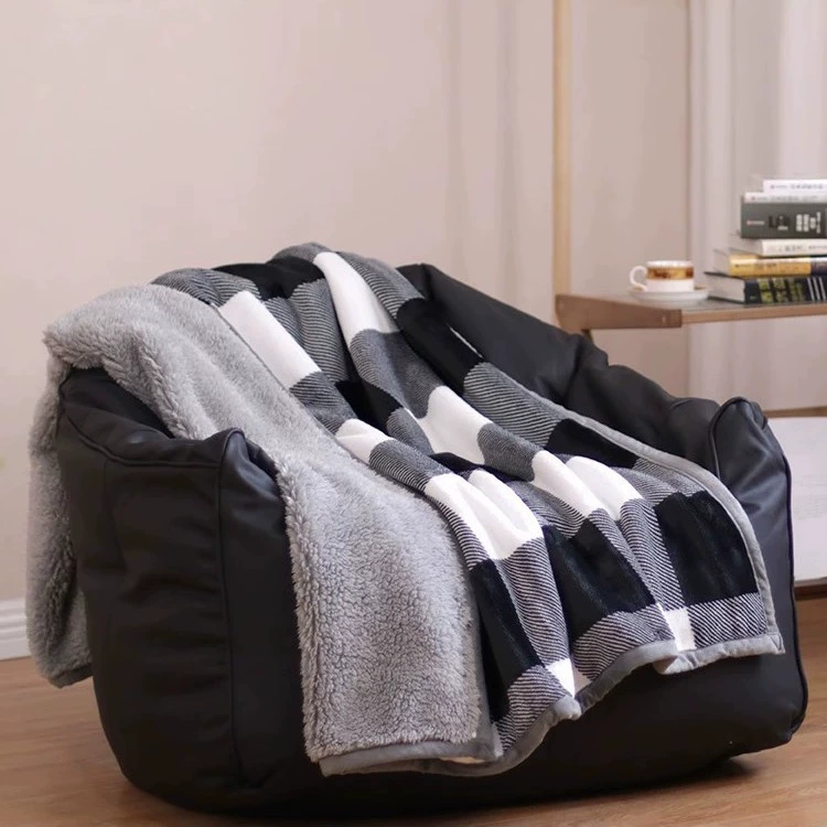 Простое современное черно-белое клетчатое фланелевое утолщение одеяло зимнее сиесту диван ягненка одеяло одеяло