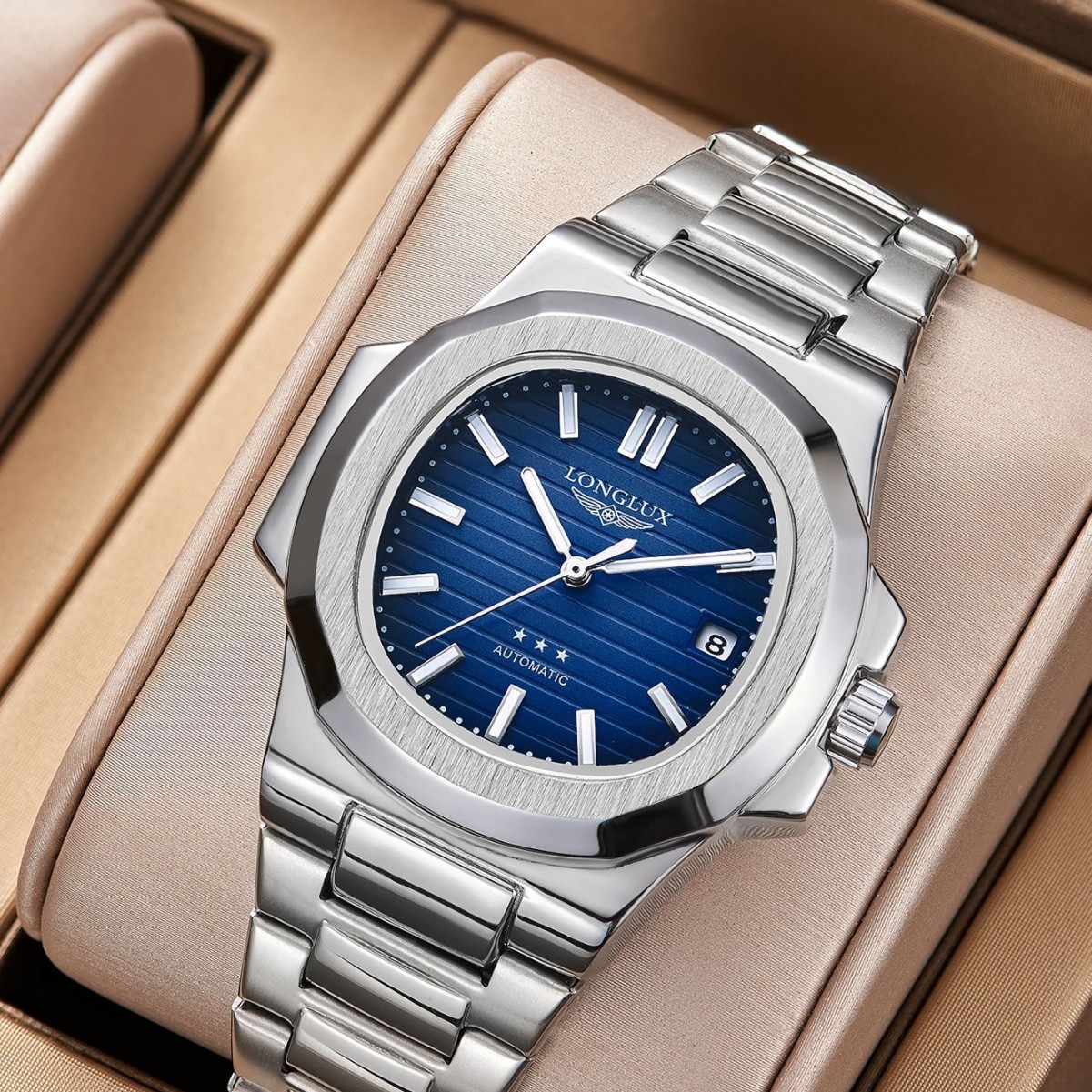 Longlux Cross-Border Export Automatic Mechanical Watch Calendar Waterproof Luminous Business Men's Watch