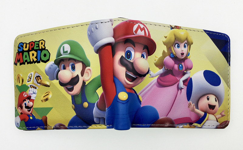 Nuevo Super Mary cartera corta Super Mario estudiante unisex pu cuero Snap cartera