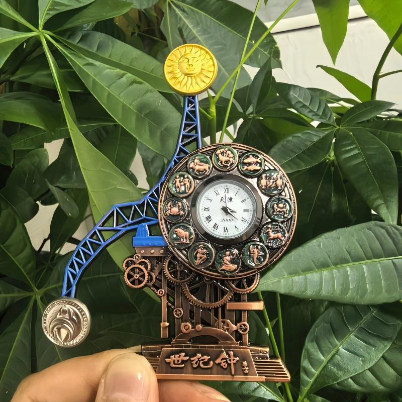Tianjin Cultural and Creative Century Clock, a city tourism souvenir: a rotating metal refrigerator magnet with a real clock face and luminous features Tianjin Cultural and Creative Century Clock, a city tourism souvenir: a rotating metal refrigerator magnet with a real clock face and luminous features