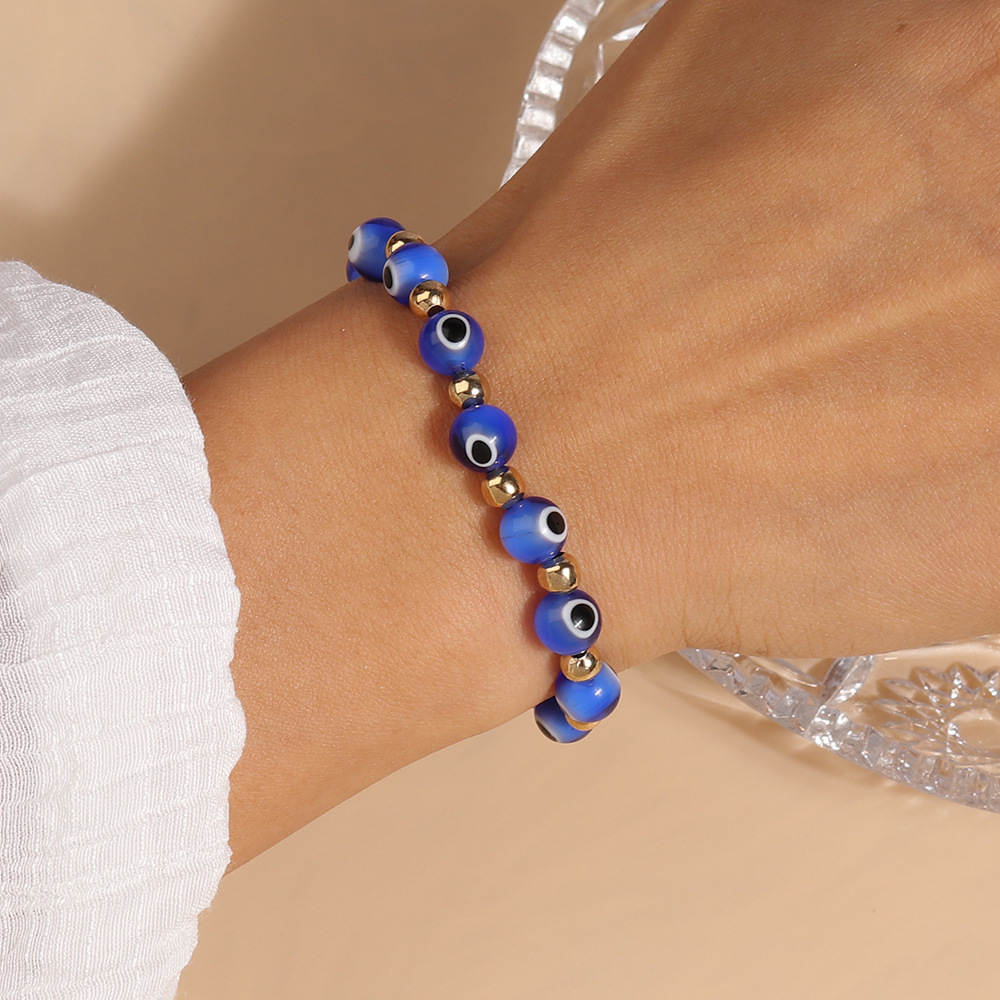 16g Weight Stretch Adjustable Clasp Closure Type Bracelets Classification Resin Chain Material Beaded Chain Chain Type 1 Piece Quantity Holiday, Daily Occasion Resin Material Eye Pattern All Seasons Season Women's Gender Vintage Style Style Vintage Style Eye Resin Beaded Chain Stretch Adjustable Beaded Bracelets Wholesale 9