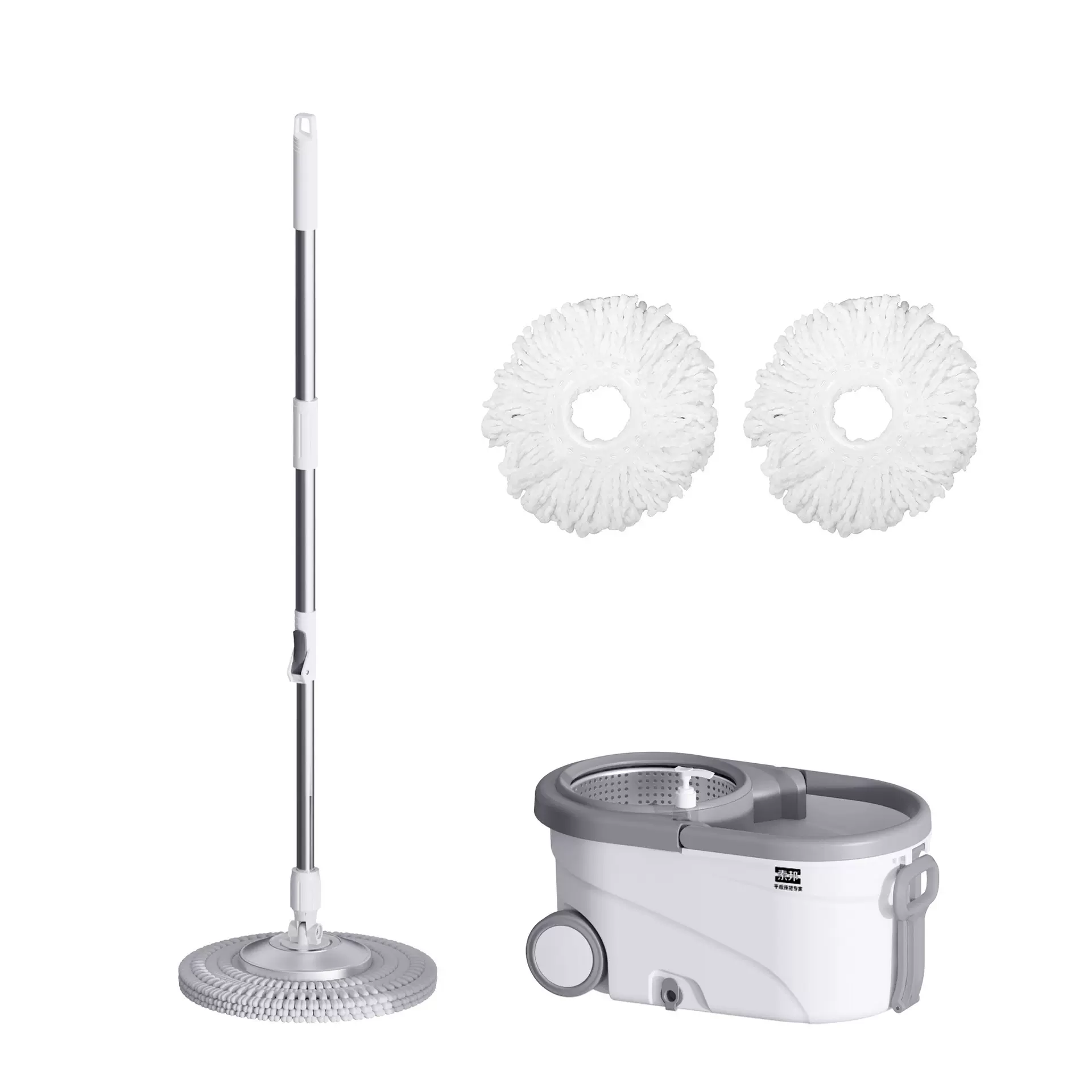 拖把批发厂家直供双驱动旋转手压拖把墩布桶移动拖把桶可定制代发