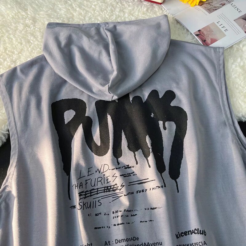 Loose Sleeveless T-Shirt Men's Trendy Hip-Hop Trendy Brand Ins Waistcoat Trendy Hooded Vest Basketball Fashion