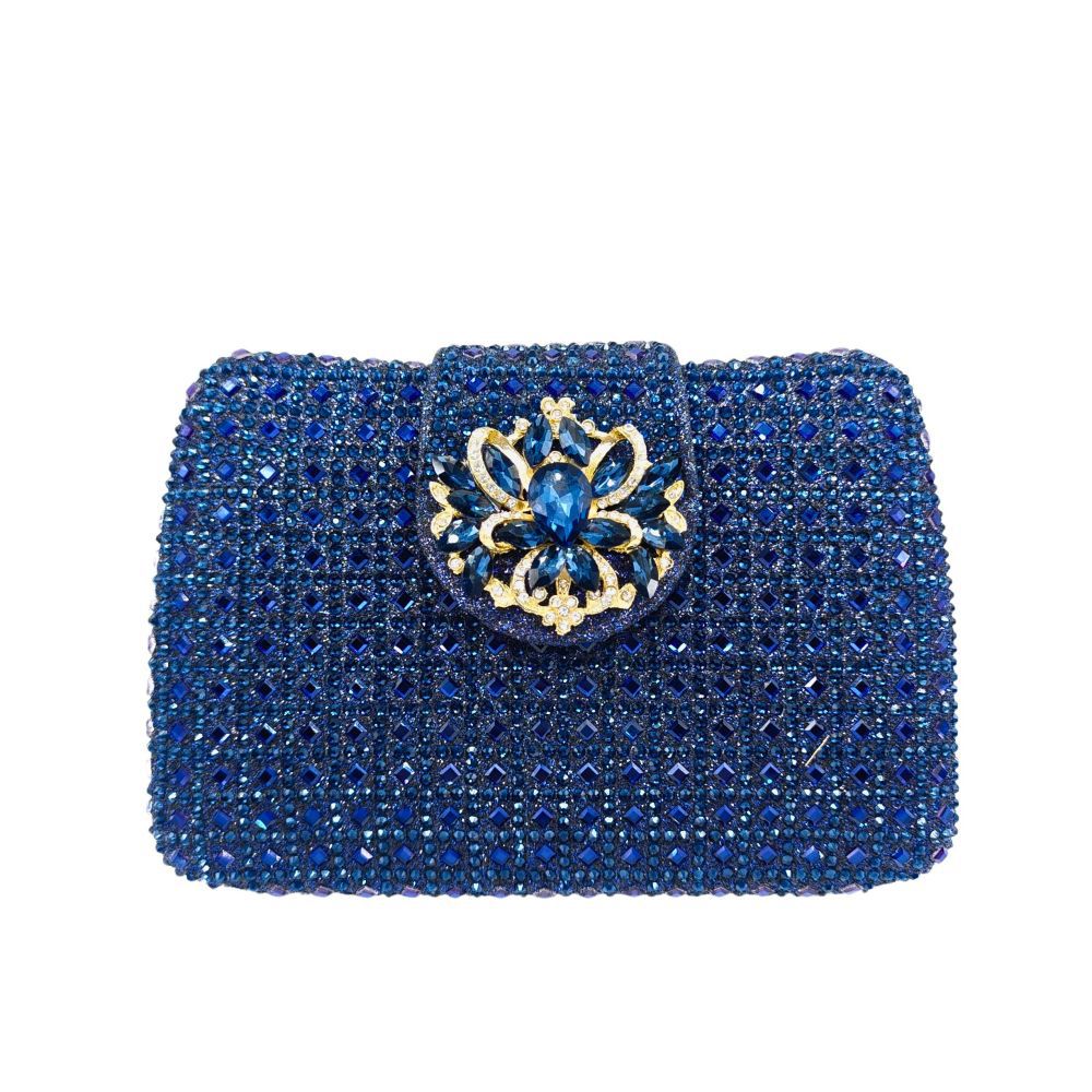 Túi clutch nữ đính đá pha lê dự tiệc sang trọng 19×13.5×4 cm — sâm panh chi tiết 26