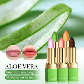 跨境彩妆口红SADOER芦荟果冻温变口红光泽不易脱色Lipstick全英文