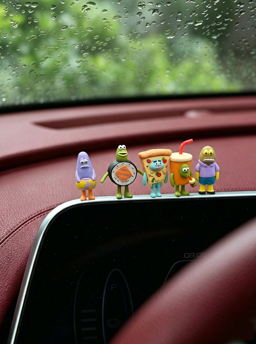 Bikini Bottom residents' car dashboard screen figurines, creative car interior decorations, ugly fish