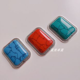 Stone pattern jewelry accessories silver ethnic minority clothing decorations headdress jewelry accessories large rectangular