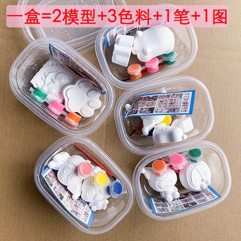Muñecas de yeso cuadradas para pintar, juguetes de yeso para pintar a mano, graffiti de dibujos animados, juego de muñecas de yeso para colorear