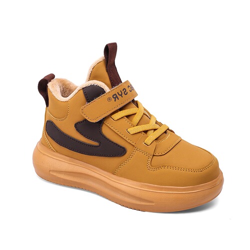 Boys 'second-cotton shoes, new winter mid-sized children with velvet thick soft sole waterproof skate shoes, children's sports running shoes