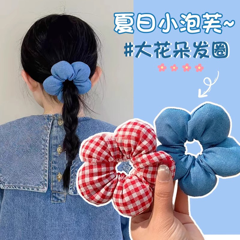 Nueva flor para niños, lazo para el cabello del intestino grueso, lindo estilo de primavera, relleno de cuerda de cabeza de flor grande 2025 nueva cuerda para el cabello de burbujas para mujer