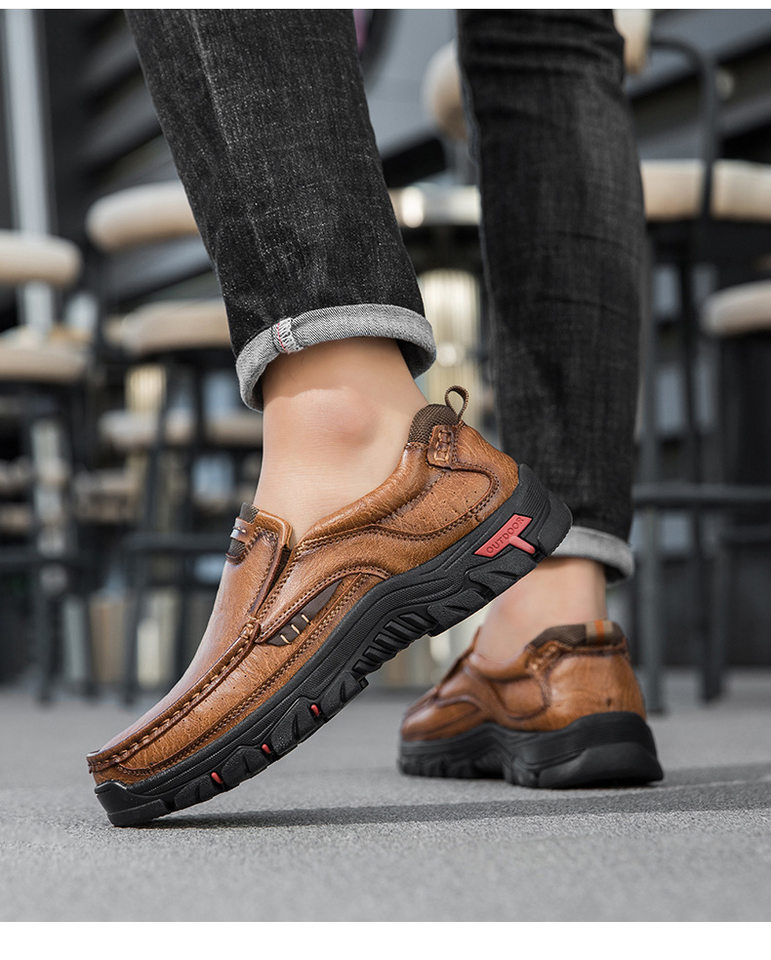 Giày da nam cỡ lớn mũi tròn đế bệt phong cách casual — 33237 màu nâu đỏ, 33237 màu vàng nâu, 33237 màu đen chi tiết 13