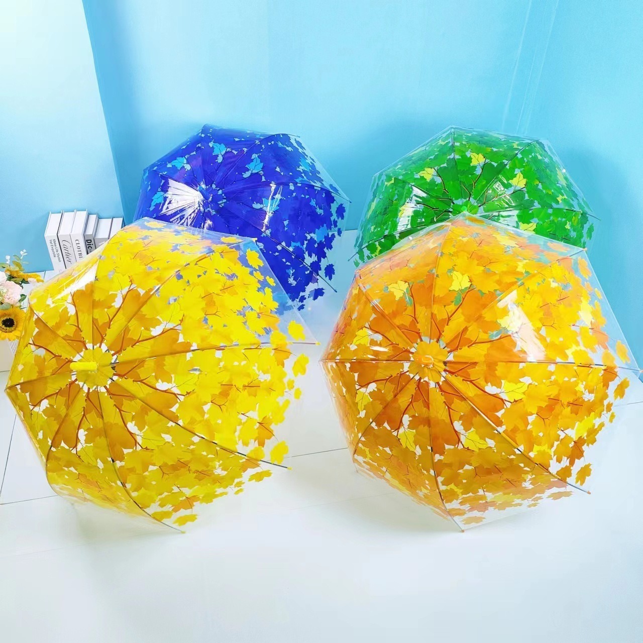 무작위 단풍잎 우산 1개