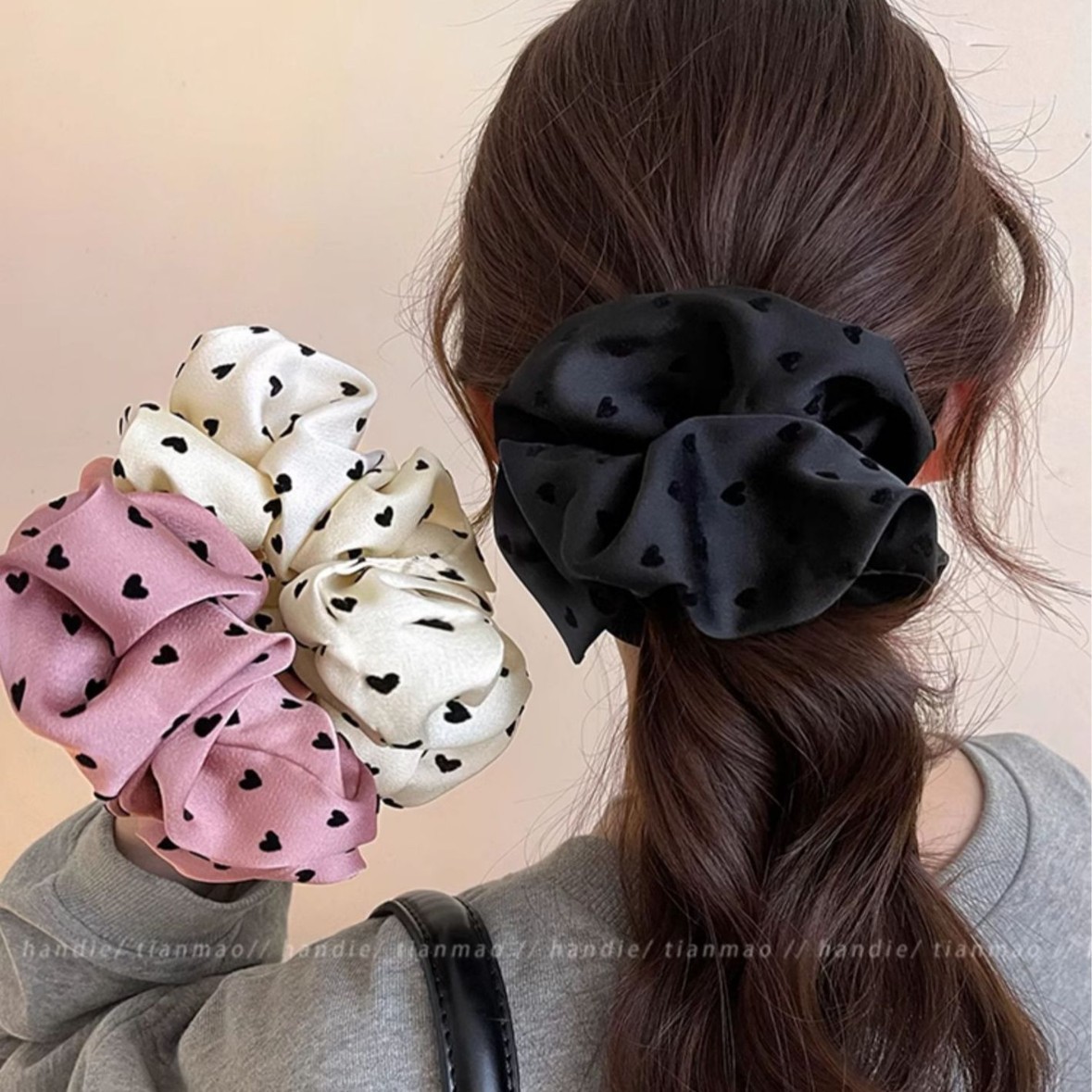 Atar el cabello, lazo para el cabello, cola de caballo coreana, amor, cuerda para el cabello, mori, red dulce, punta de onda roja, tela, cuerda para la cabeza, bola, accesorios para el cabello