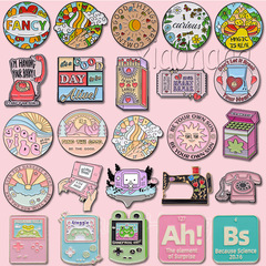Cross-border cartoon pink geometric letter brooch creative phone stamp game machine shaped accessory badge set