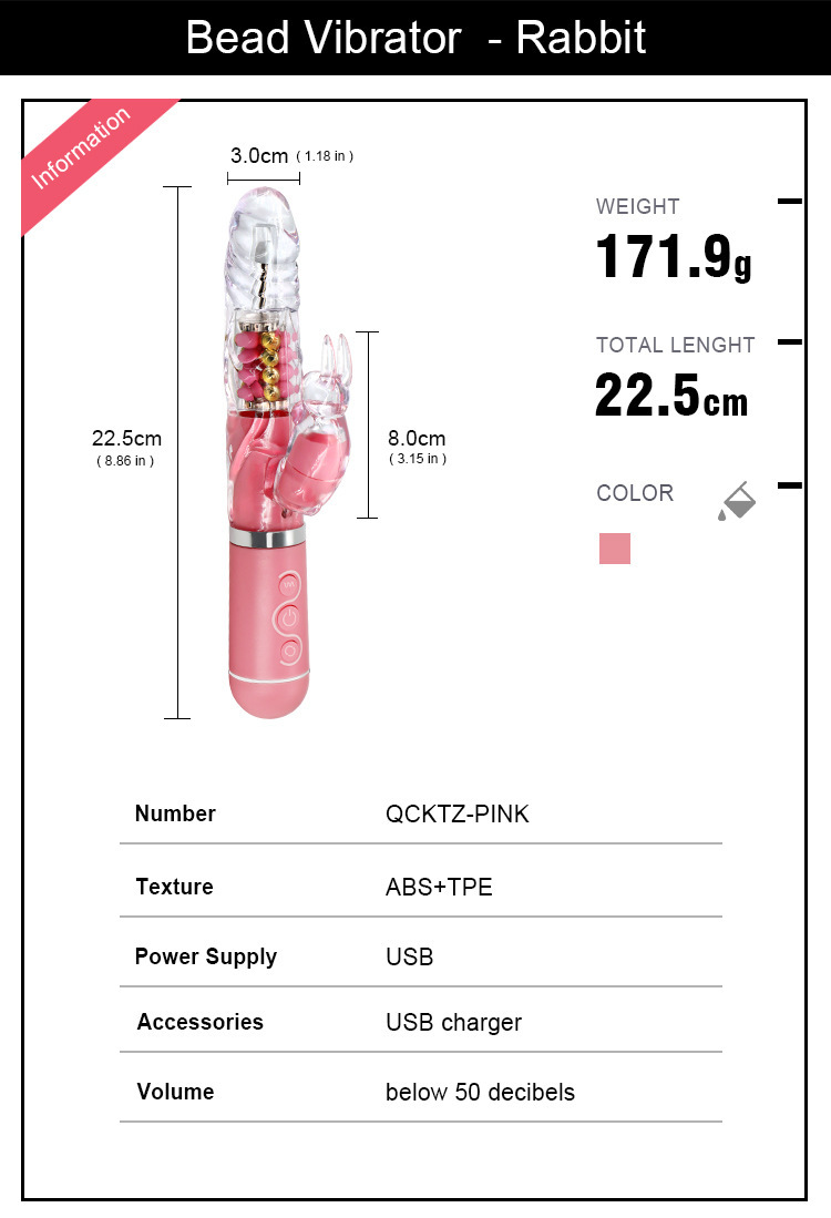 Telescopic Swinging Bead Vibrator, 10-Frequency Double Vibration, One-Button Control, Pink — detail image 17