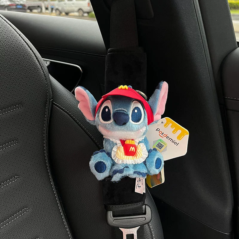 Оригинальный подарочный набор Stich Sweetheart Stich для украшения салона автомобиля, милой куклы, наплечного ремня безопасности
