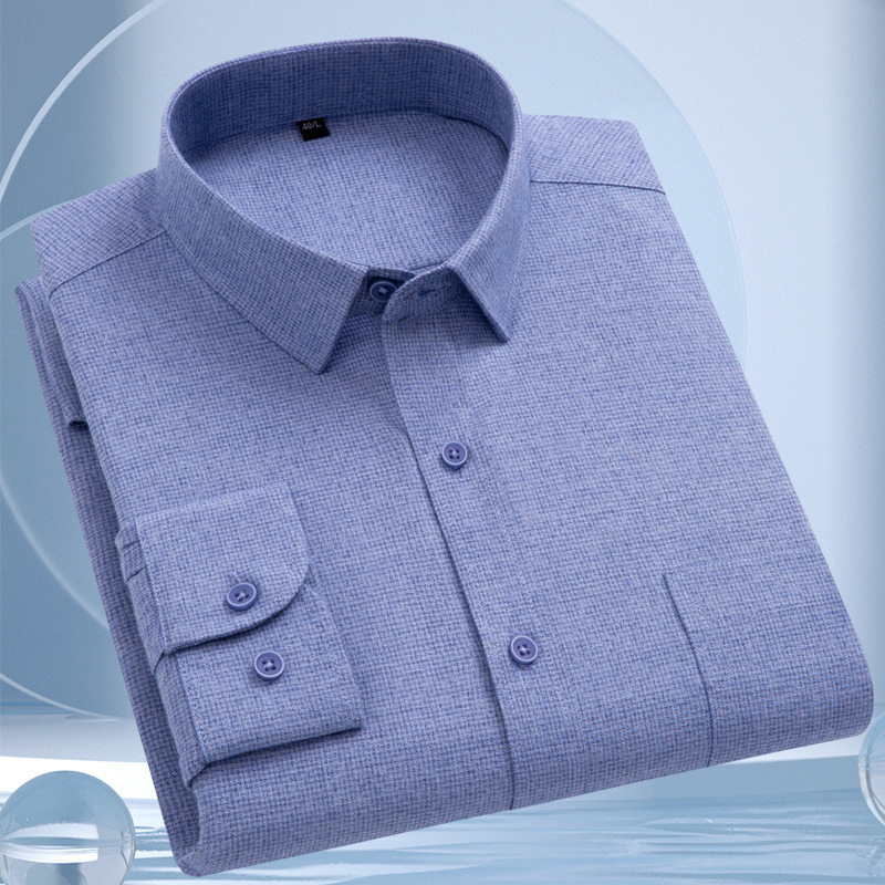 Classic Versatile Men's Shirt, Long-Staple Cotton Brushed, Thick Spring and Autumn Long-Sleeve Casual Pure Cotton Long-Staple Cotton Shirt