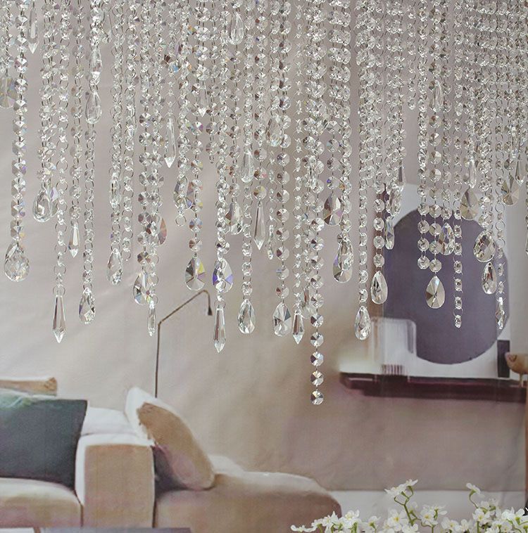 精美时尚珠帘手工个性新款加密透明水晶玻璃珠帘客厅玄关装饰挂帘
