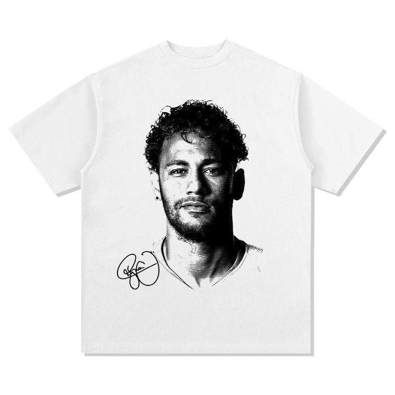 Neymar Neymarjr Heavy Cotton Printed Short-Sleeved T-Shirt American Retro Short-Sleeved Couple Basketball Jersey Versatile t