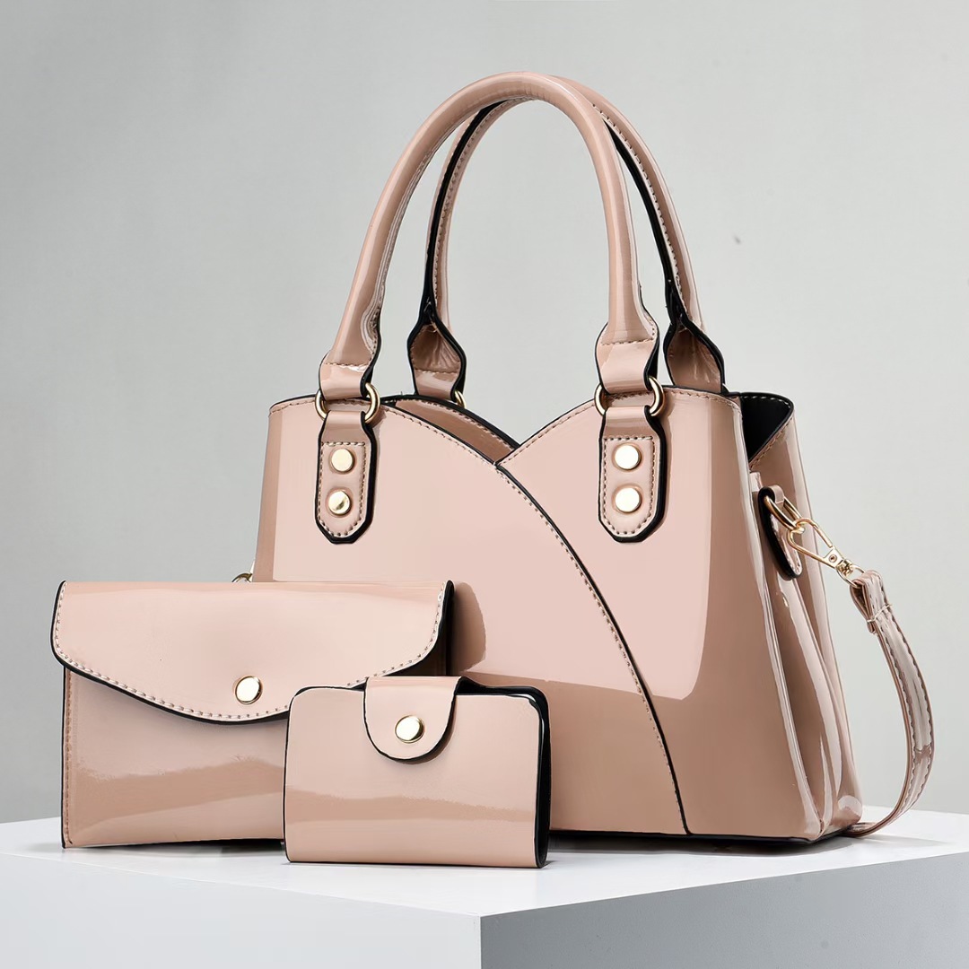 Women's Medium Pu Leather Solid Color Vintage Style Classic Style Bucket Zipper Bag Sets display picture 2