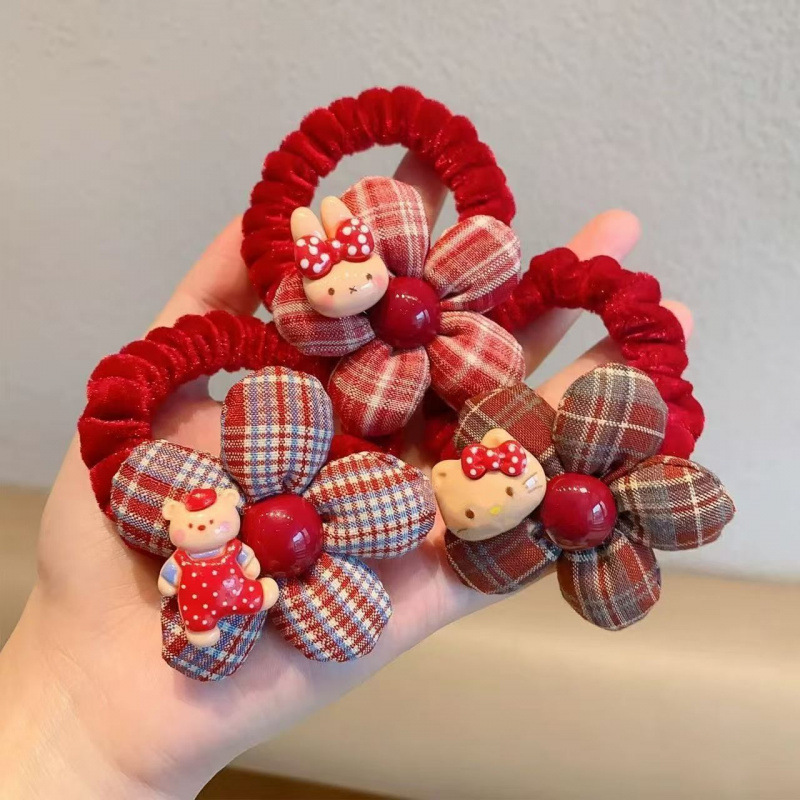 Red children's demi-season cartoon hair rope