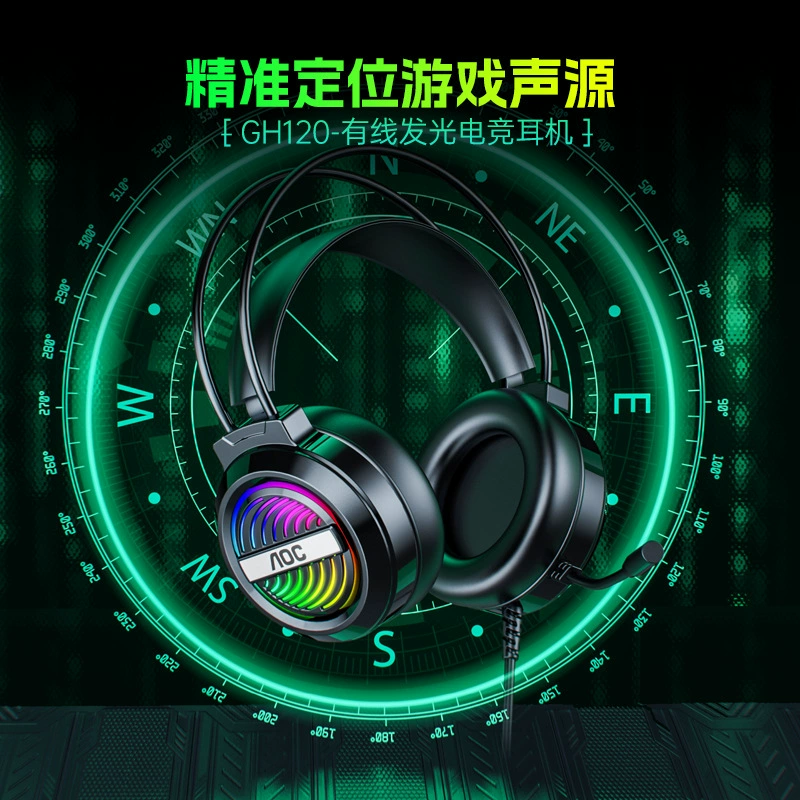 [AOC GH120 компьютерные наушники, накладные, проводные, для игр, 7.1 USB]