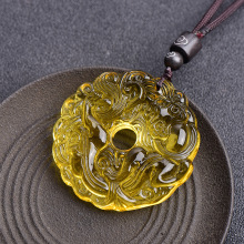 新款黄水晶 貔貅 龙牌 狐狸 金蝉 祥云扣 男女项链饰品 地摊 批发