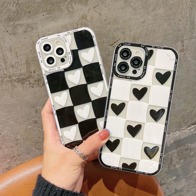Simple Style Heart Shape Checkered   Phone Cases display picture 2