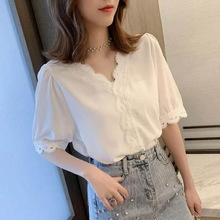 2024夏季新款很仙的雪纺衫时尚气质名媛简约纯色女宽松纱网时尚潮