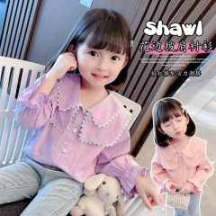 Feminine children's shirt trendy top 2024 spring new children's stylish casual blouse little girl baby spring outfit