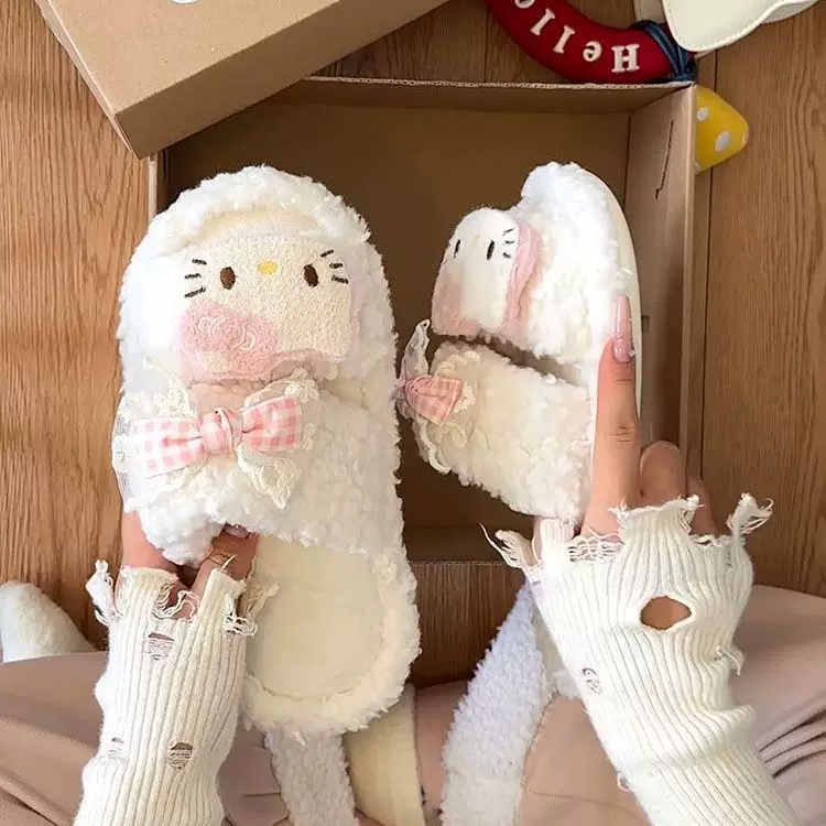 Тапочки Hello Kitty, милые зимние домашние туфли, комфортные, корейский стиль, 2025
