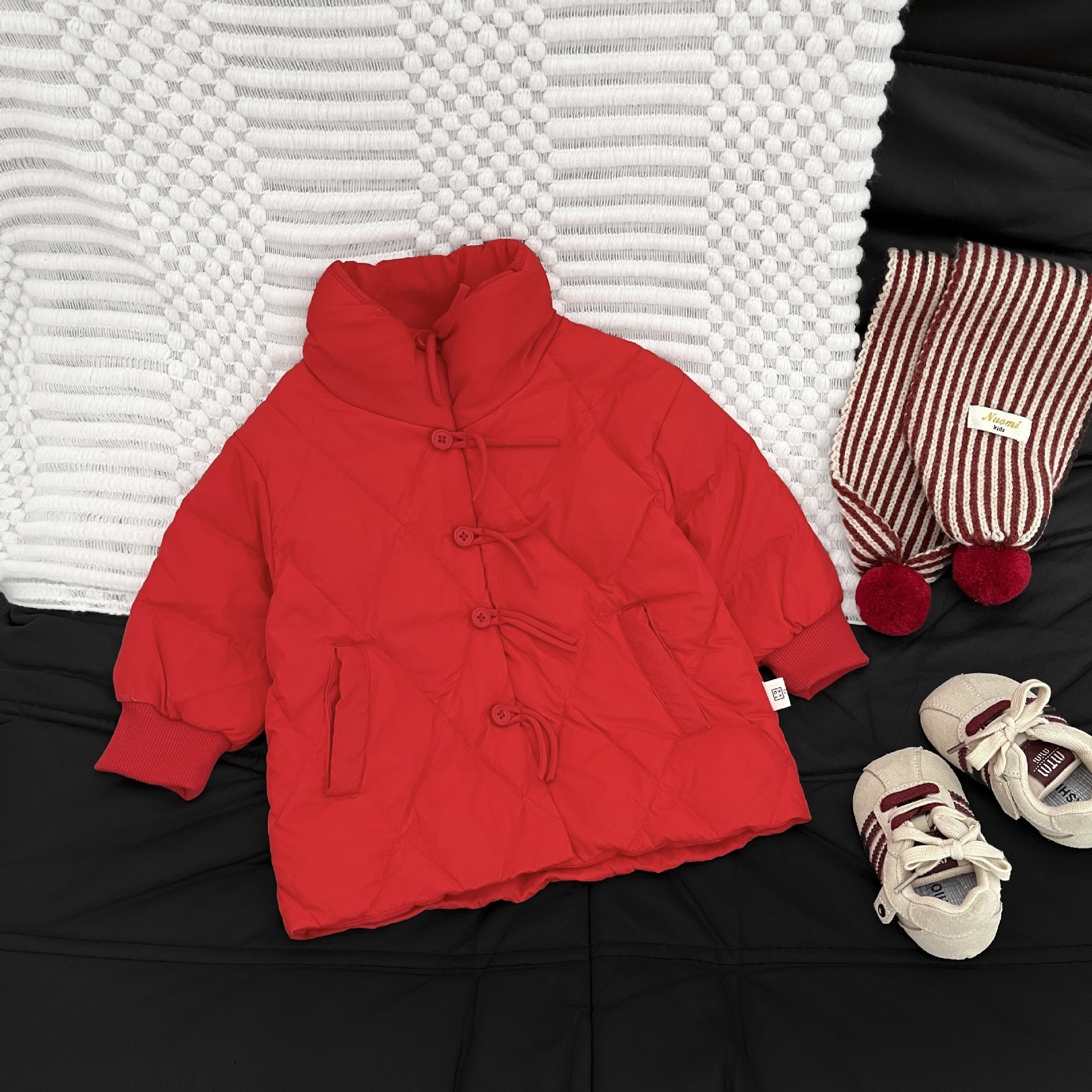 Niños rojos festivos de Año Nuevo chaqueta de plumón invierno ropa de bebé abrigado invierno abrigo de invierno