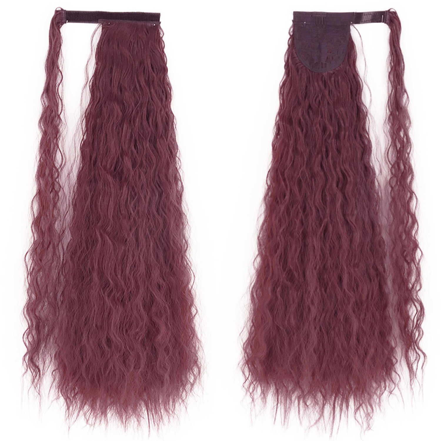 85CM peluca cola de caballo velcro maíz caliente cola de caballo largo cabello rizado fibra de caballo