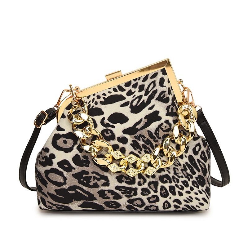 Leopard Print Shoulder Bag For Women With Thick Chain Strap_voghion.com