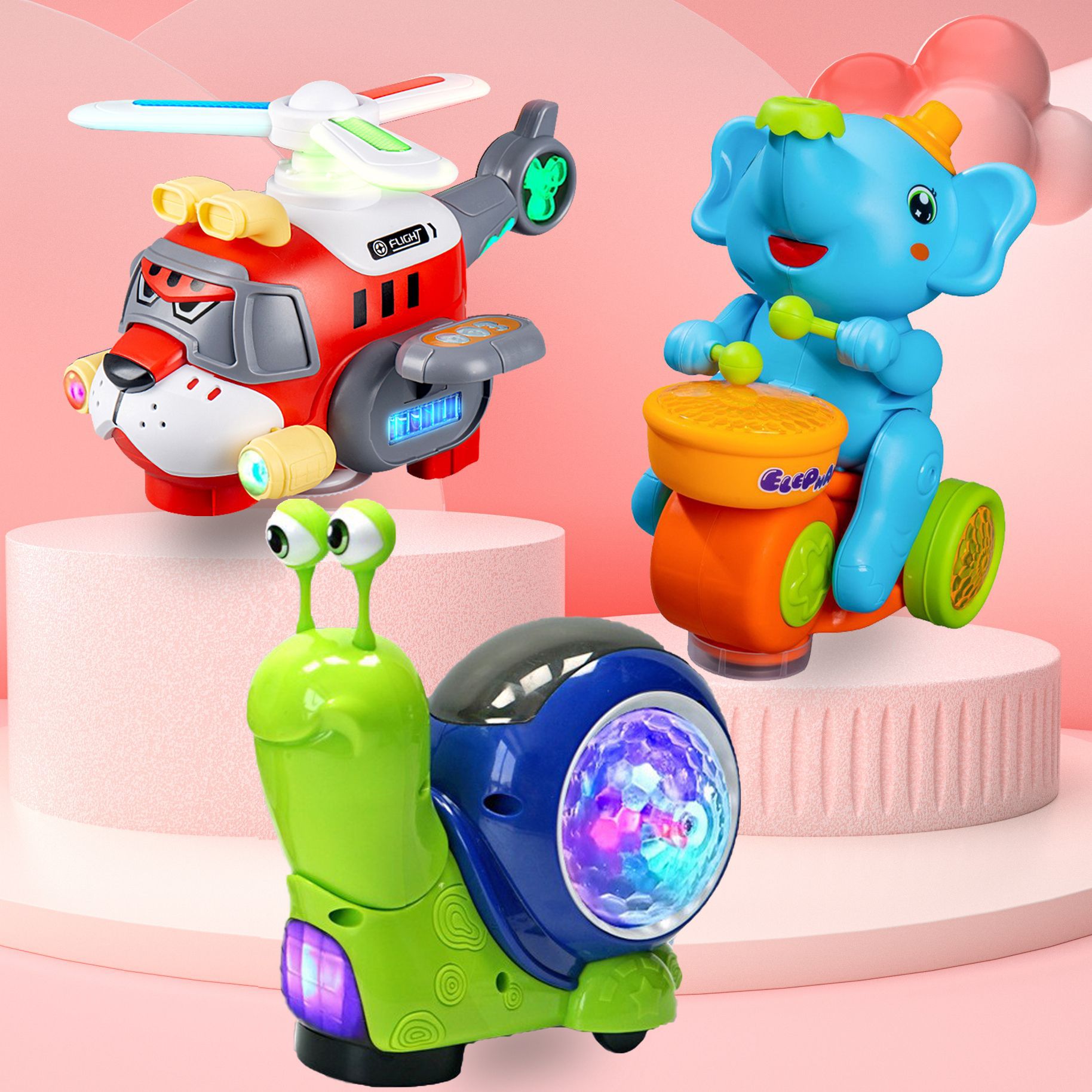 电动玩具车透明齿轮车音乐发光火车巴士万向车儿童玩具夜市摆摊