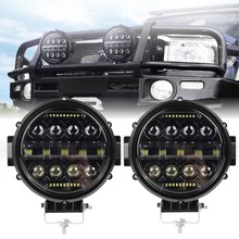 跨境电商爆款LED工作灯 75W 7inch LED 圆形射灯雾灯行车灯护杠灯