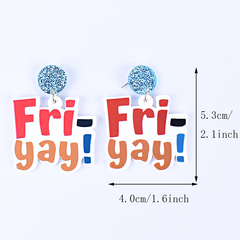 15g Weight Drop Earrings Classification 1 Pair Quantity Holiday, Daily Occasion Acrylic Material Letter Pattern Women's Gender Printing Design Simple Style, Classic Style Style 1 Pair Simple Style Classic Style Letter Printing Arylic Drop Earrings 2