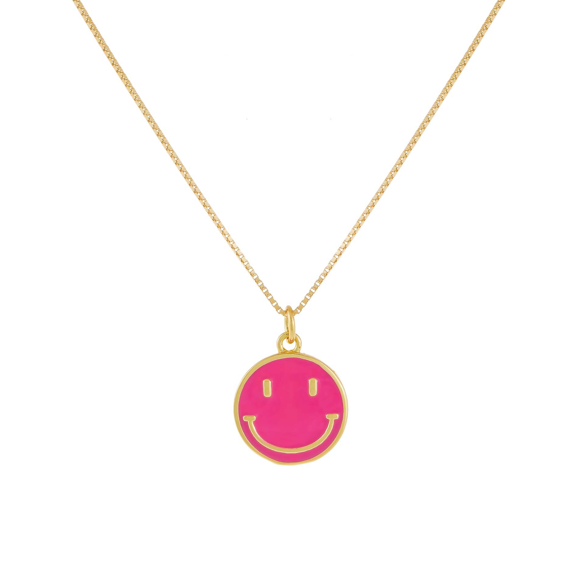 Summer New Smiley Face Copper Necklace 18K Color Preserving Jewelry Dripping Oil Smiling Face Clavic