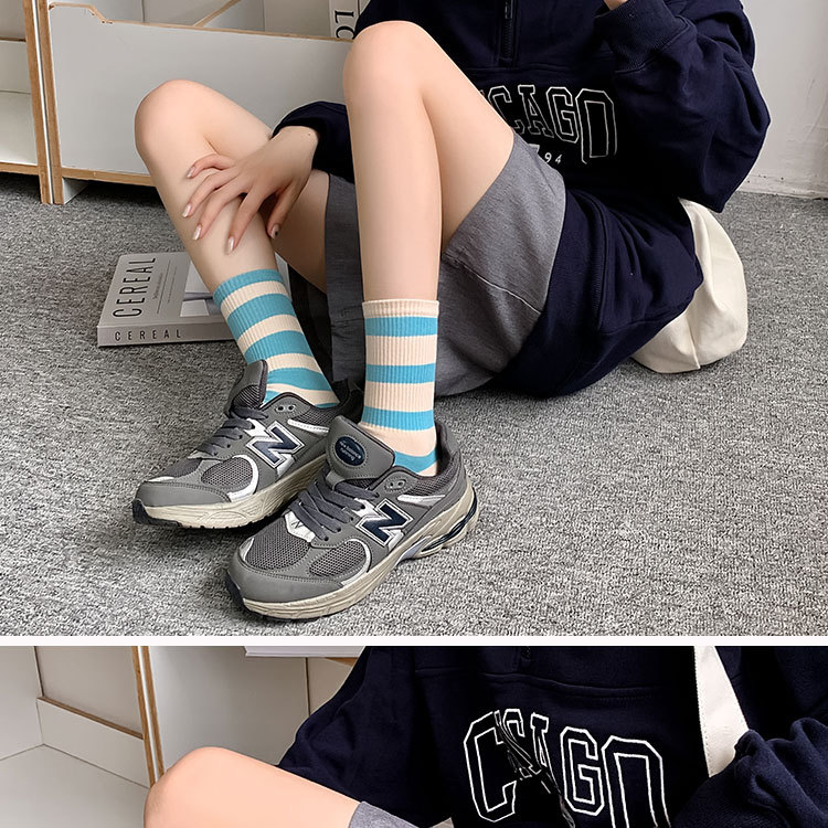 Women's Classic Style Streetwear Stripe Cotton Crew Socks A Pair display picture 16