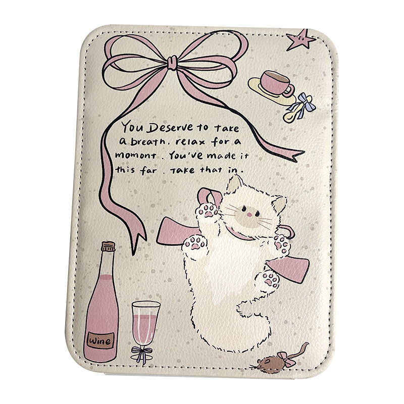 Espejo plegable lindo gato de alto valor portátil dormitorio estudiantil de escritorio de escritorio para el hogar espejo de vestir