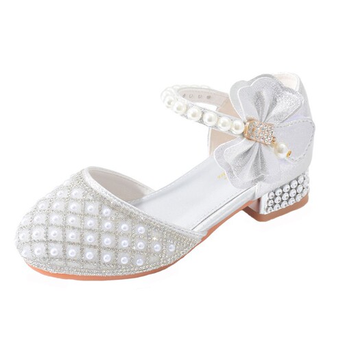 Girl's Crystal Shoes New Princess High Heels Piano Show Performance Toe Shoes Medium Size Children's Leather Shoes Children's Sandals 