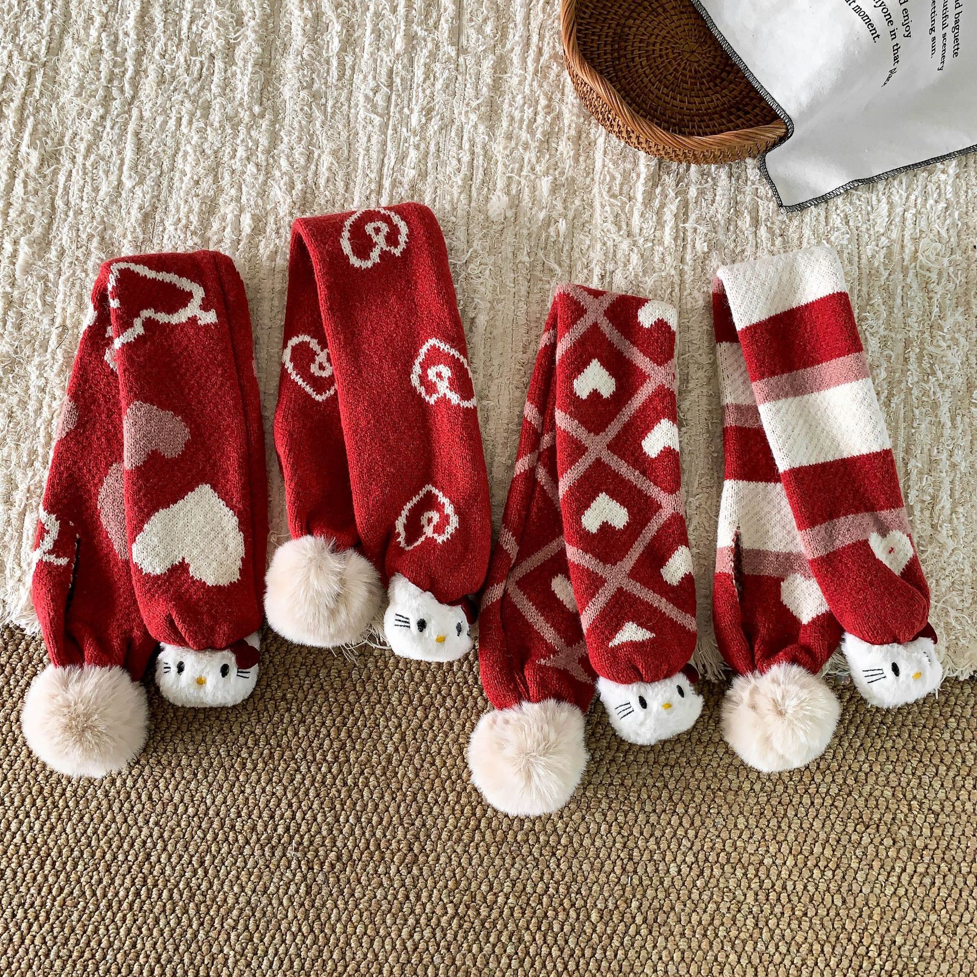 Sugar Pear ropa infantil bufandas rojas de punto para niños otoño invierno caliente niña encantadora Navidad de Año Nuevo buñuelo